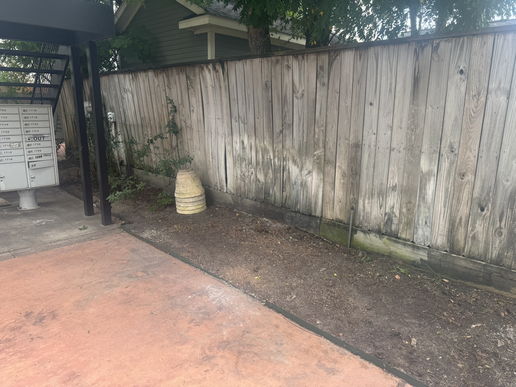 Debris cleanup in courtyard